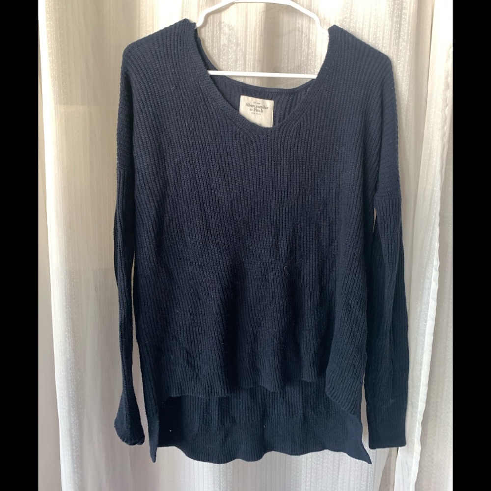 Navy cotton v neck sweater